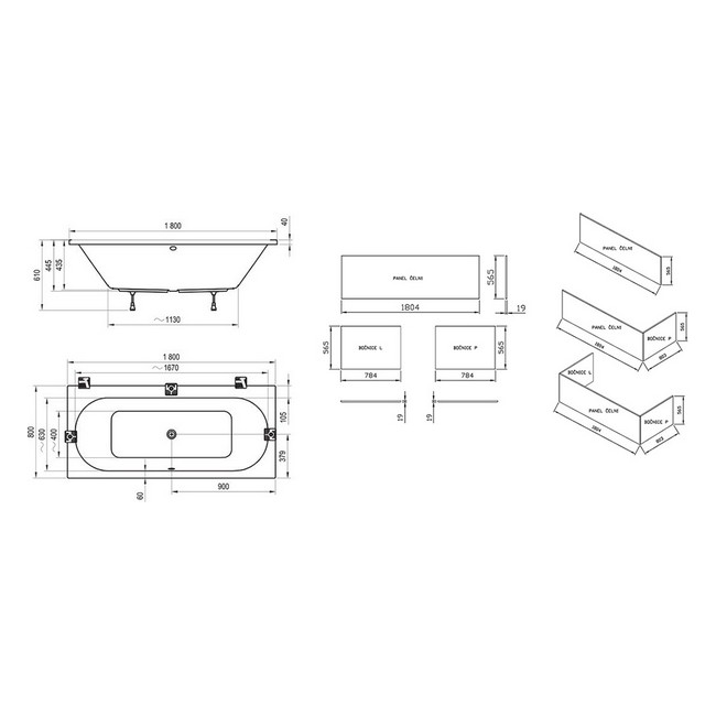 Боковая панель для ванны Ravak CITY 80 L дуб