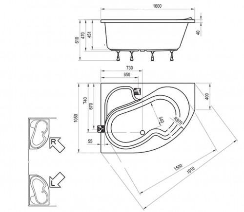   Ravak Rosa I 160x105 L
